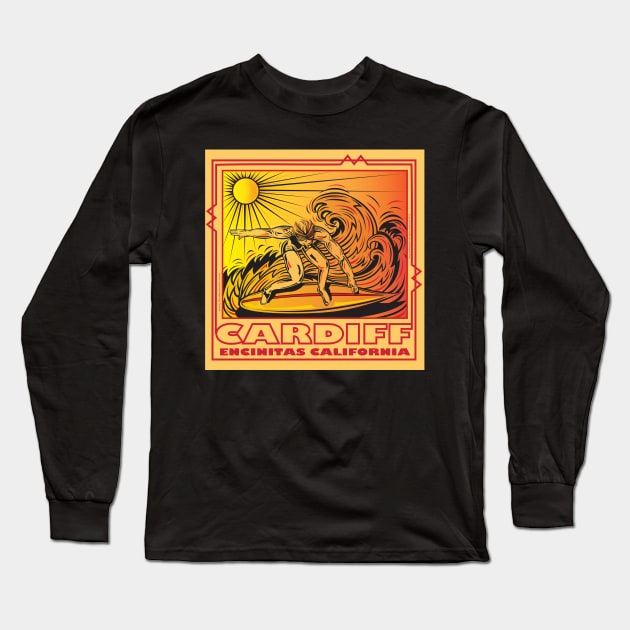 CARDIFF BY THE SEA ENCINITAS CALIFORNIA SURFING Long Sleeve T-Shirt by Larry Butterworth